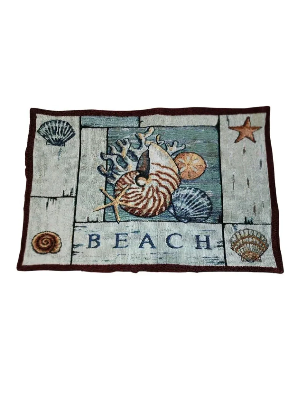 Set of 6 Nautical Placemats Lighthouse Beach Boat Shell Tapestry 12